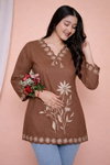 FF Brown Cotton Designer Western Ladies Top Tunic Exporters In India
